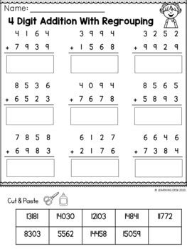4 digit addition with regrouping worksheets.